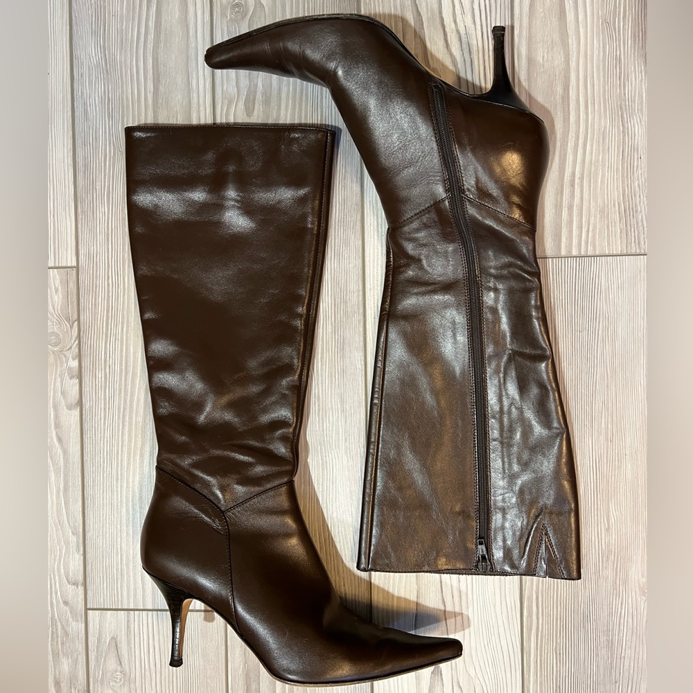 Kenneth Cole Leather Pointed Toe Dark Brown Boots